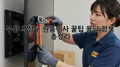 부산 사상구 원룸이사 꿀팁🍯 용달 정보 총정리!